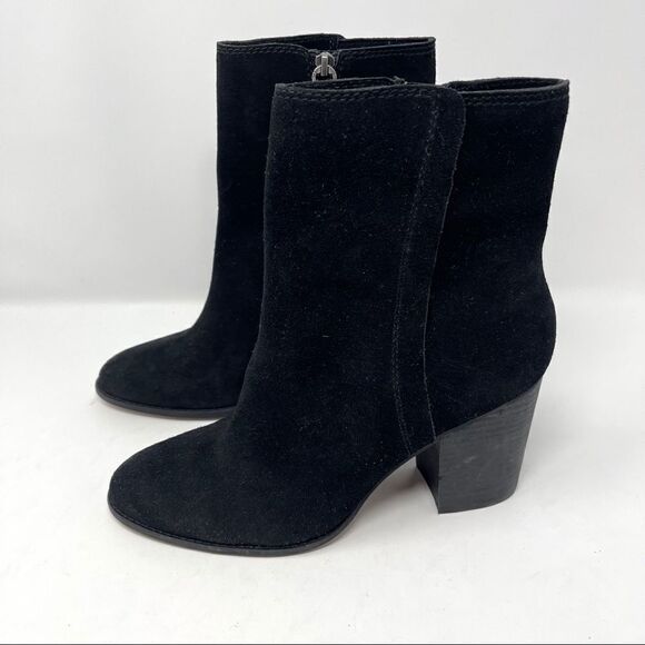Splendid Black Suede Block Heeled Boots Size 10 - Picture 6 of 9